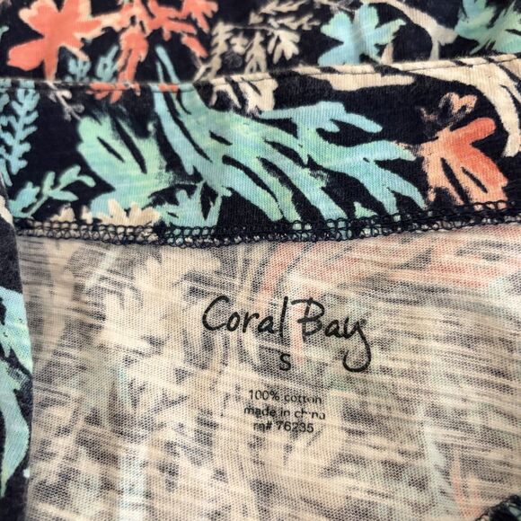 Coral Bay T-Shirt Women's Small Printed Square Neck Short Sleeve Casual Top - Picture 6 of 7